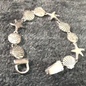 Silver Seashell and Starfish Bracelet